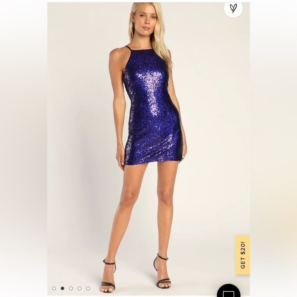 Lulus Casmar Shiny Purple Sequin Mini Dress SMALL NWT
